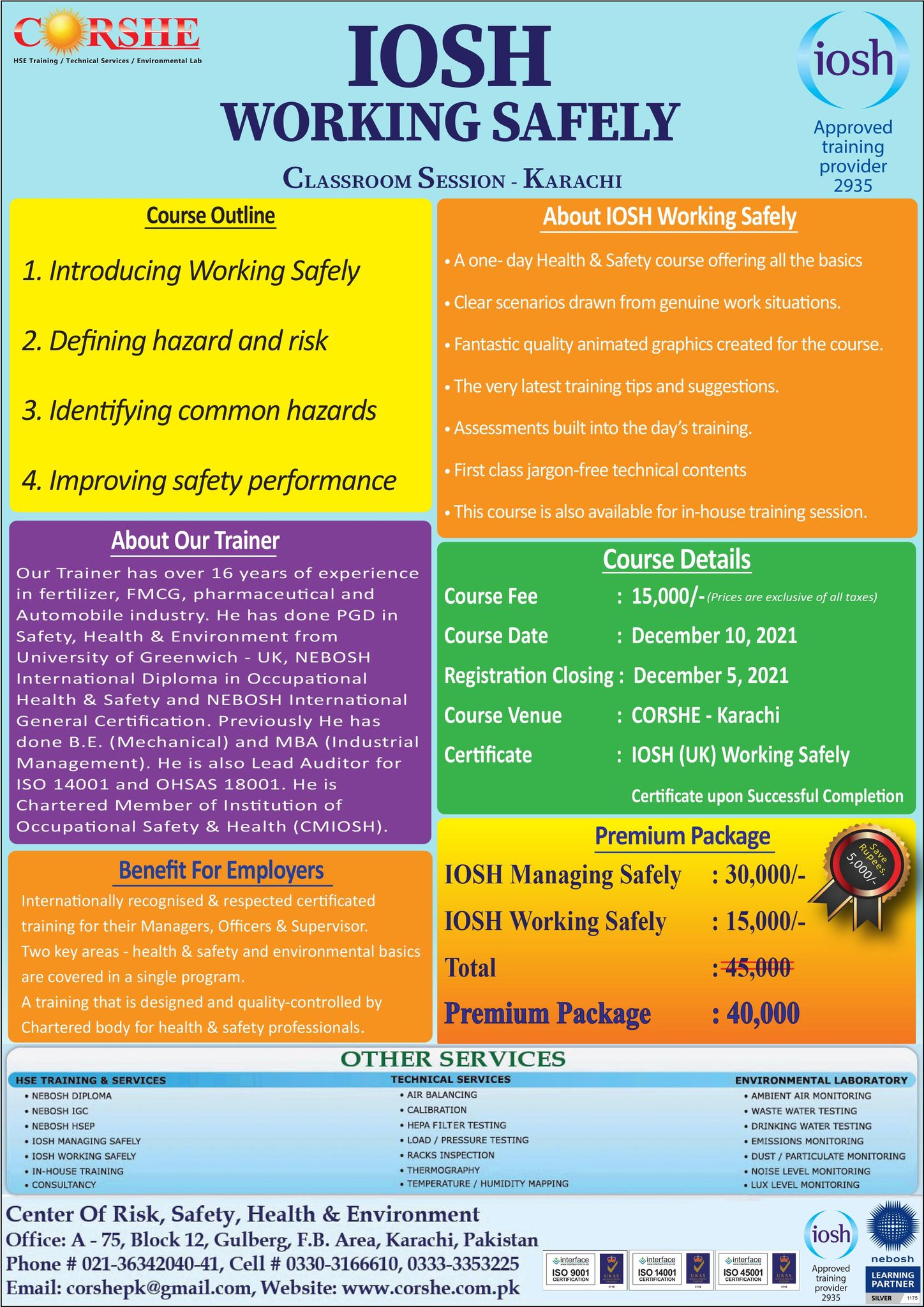 IOSH Working Safely – CORSHE